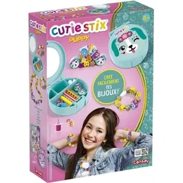Lansay Cutie Stix Puppy - 33121 - Jeu de création de bijoux pour enfants - Kit pour réaliser un collier ou des bracelets - À partir de 6 ans