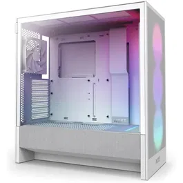 NZXT H5 Flow RGB Boîtier PC Moyen-Tour ATX Blanc avec Ventilateurs RGB, Mesh et Optimisation du Refroidissement (CC-H52FW-R1)