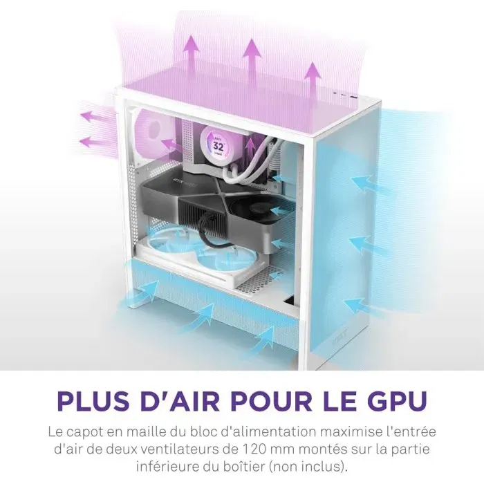 NZXT H5 Flow RGB Boîtier PC Moyen-Tour ATX Blanc avec Ventilateurs RGB, Mesh et Optimisation du Refroidissement (CC-H52FW-R1) NZXT H5 Flow RGB Boîtier PC Moyen-Tour ATX Blanc avec Ventilateurs RGB, Mesh et Optimisation du Refroidissement (CC-H52FW-R1)
