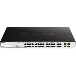 D-Link Switch Gestionable 28 Ports PoE+ 24 Fast Ethernet 4 Gigabit Combo Cuivre/Fibre DES-1210-28P