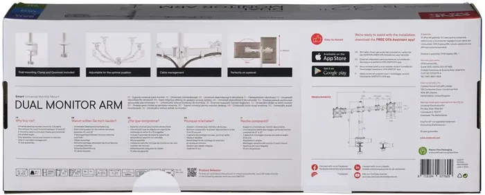 One For All Support de moniteur double bras VESA 100 pour écrans 13 à 32 pouces (8 kg max) - Hauteur et rotation réglables, gestion de câbles - Garantie 10 ans - Blanc