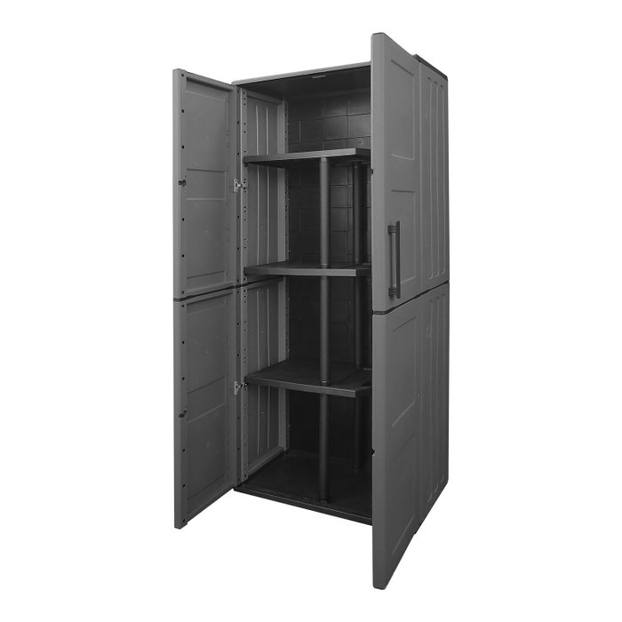 ART PLAST Armoire haute en résine avec porte-balais, 68x37x169 cm, Gris foncé ART PLAST Armoire haute en résine avec porte-balais, 68x37x169 cm, Gris foncé