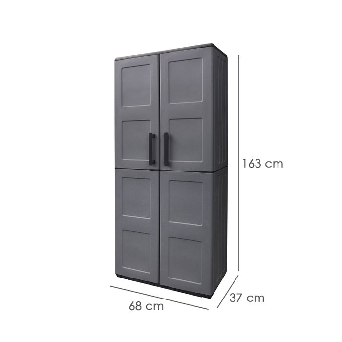 ART PLAST Armoire haute en résine avec porte-balais, 68x37x169 cm, Gris foncé ART PLAST Armoire haute en résine avec porte-balais, 68x37x169 cm, Gris foncé