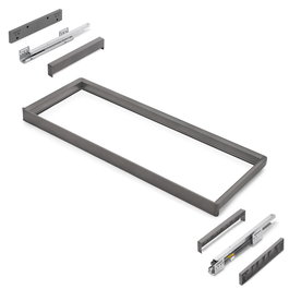 Emuca Rack avec glissières à extension totale et à fermeture douce pour accessoires d'armoire Quartz, 962-988mm, Aluminium et plastique, Titane