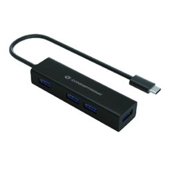 Conceptronic HUBBIES07B Hub USB-C 4 ports USB 3.0 Aluminium Noir