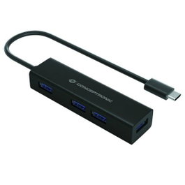 Conceptronic HUBBIES07B Hub USB Type-C 4 Ports USB 3.0 Aluminium Noir