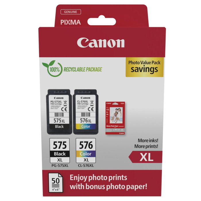 Canon Multipack PG-575XL / CL-576XL Photo Value Pack avec papier GP-501