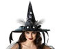 BigBuy Carnival Chapeau Noir Sorcière Adultes avec Plumes, Fleurs et Perles