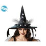 BigBuy Carnival Chapeau Noir Sorcière Adultes avec Plumes, Fleurs et Perles