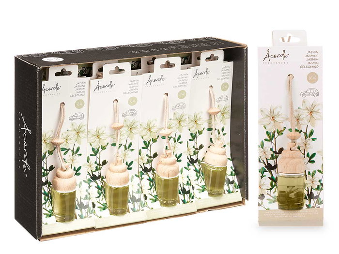 Acorde Désodorisant Voiture Jasmin 8 ml Verre Vert 2.5x6x2.5 cm (Set de 24)