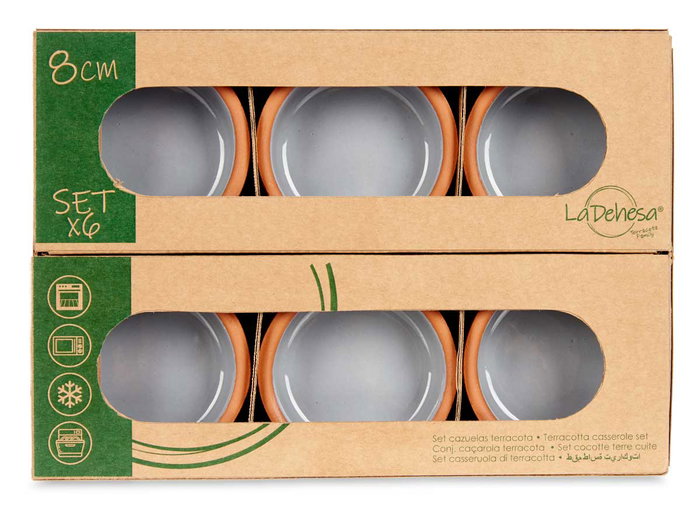 LA DEHESA Set de 10 caçaroles en terre cuite gris 8 cm
