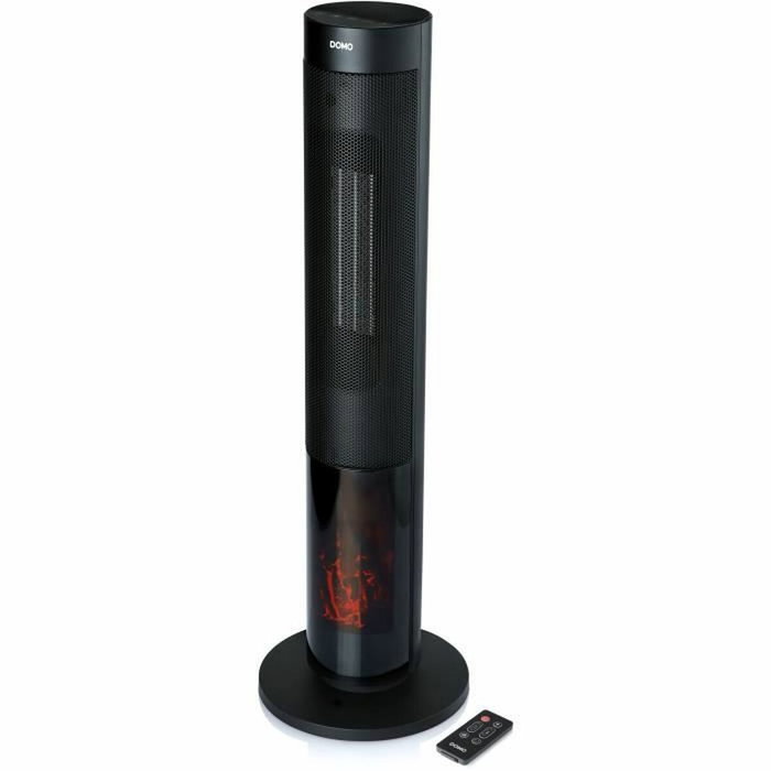Domo Chauffage céramique effet feu de bois - 2000 W - Noir