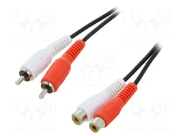 LOGILINK Câble RCA socle x2, RCA prise x2, 5m, noir
