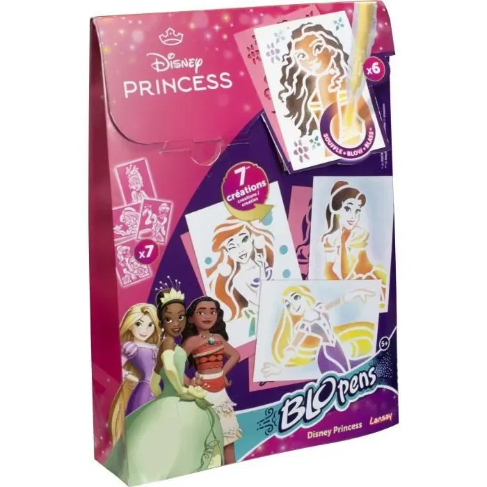 LANSAY Blopens Disney Princess - Kit de 7 pochoirs réutilisables avec stylos à encre soufflée - Jeu créatif pour enfant dès 5 ans LANSAY Blopens Disney Princess - Kit de 7 pochoirs réutilisables avec stylos à encre soufflée - Jeu créatif pour enfant dès 5 ans