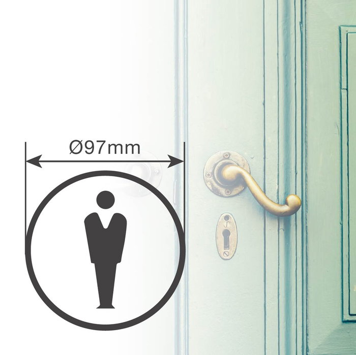 Hantums Symbole de toilettes adhésif homme Ø97mm Hantums Symbole de toilettes adhésif homme Ø97mm