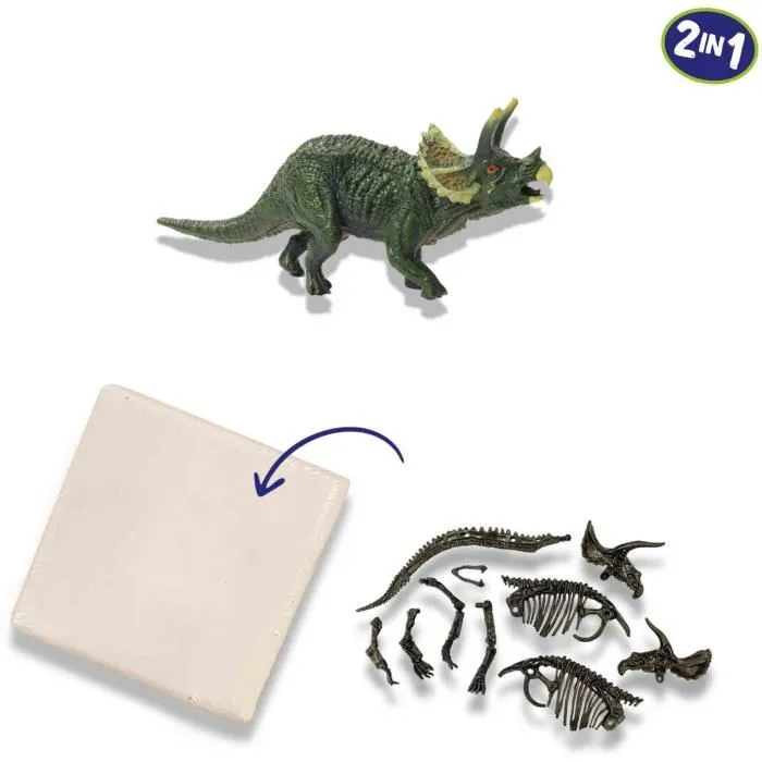 SES Creative - Kit de Fouille Archéologique 2 en 1 Squelette de Tricératops pour Enfants à Partir de 5 Ans - Jeu Éducatif