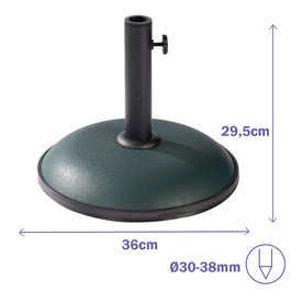 Marbueno Base pour Parasol Ronde Ciment 36x29,5 cm 11kg Vert Jardin Piscine Terrasse 10443