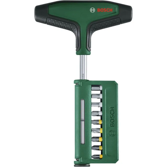 Bosch - Jeu de 19 tournevis à embout avec poignée en T, tige de 100 mm, pour meubles, vélo, moto, voiture et travaux de précision Bosch - Jeu de 19 tournevis à embout avec poignée en T, tige de 100 mm, pour meubles, vélo, moto, voiture et travaux de précision