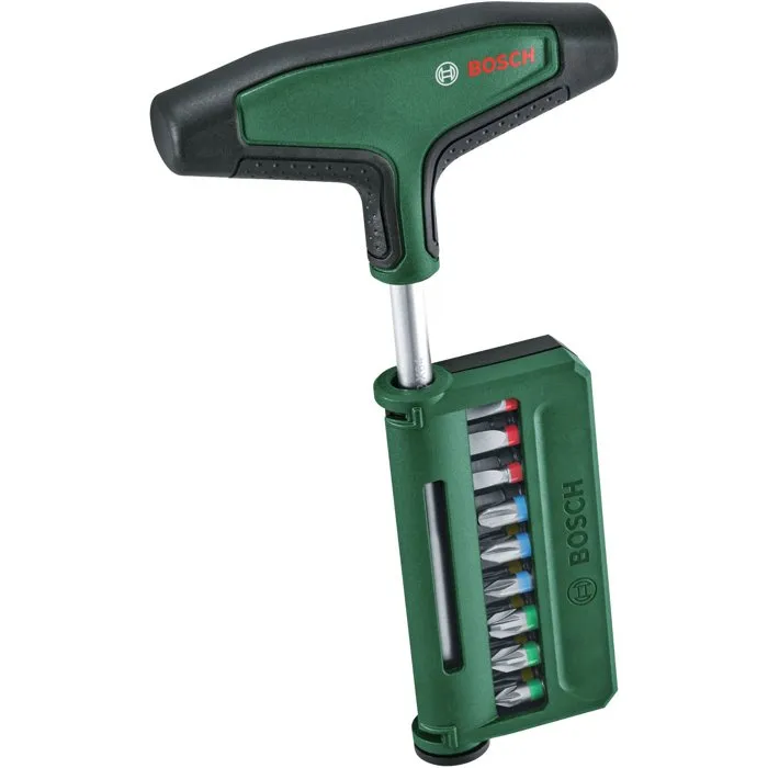 Bosch - Jeu de 19 tournevis à embout avec poignée en T, tige de 100 mm, pour meubles, vélo, moto, voiture et travaux de précision Bosch - Jeu de 19 tournevis à embout avec poignée en T, tige de 100 mm, pour meubles, vélo, moto, voiture et travaux de précision