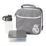 SAFTA - Sac isotherme porte-repas avec boîte Tupper et gourde - Motif Real Madrid - Isolation haute densité, revêtement PEVA, étanche - Dimensions 21 x 9.5 x 21.6 cm