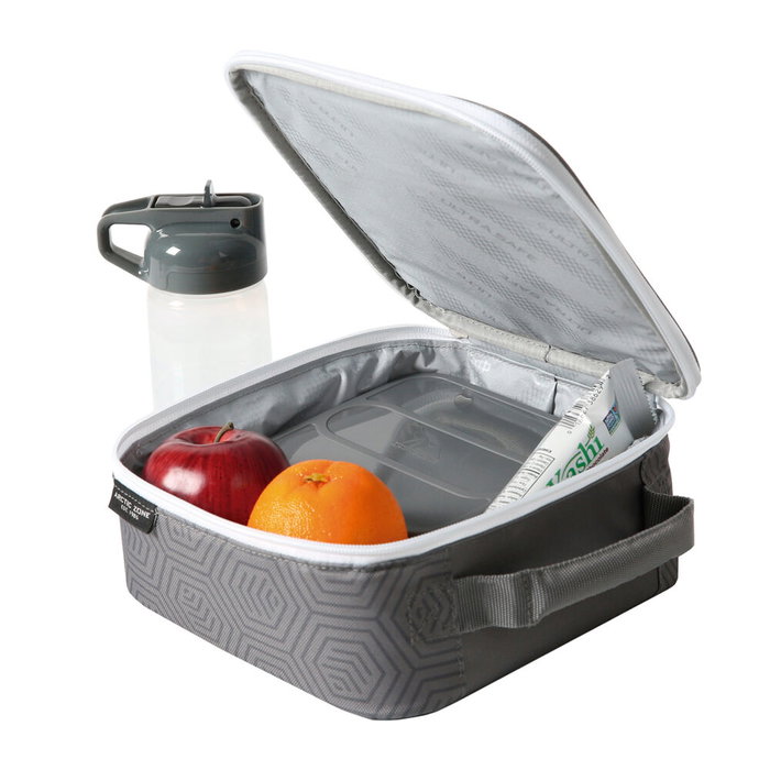 SAFTA - Sac isotherme porte-repas avec boîte Tupper et gourde - Motif Real Madrid - Isolation haute densité, revêtement PEVA, étanche - Dimensions 21 x 9.5 x 21.6 cm