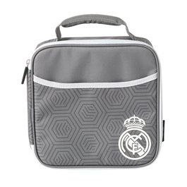 SAFTA - Sac isotherme porte-repas avec boîte Tupper et gourde - Motif Real Madrid - Isolation haute densité, revêtement PEVA, étanche - Dimensions 21 x 9.5 x 21.6 cm
