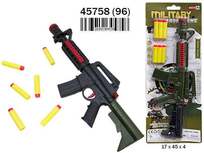 Rama Metralleta Lanzadardos, Jouet pistolet lance-fléchettes 17x45x4 cm, 4 Langues (Espagnol, Anglais, Français, Portugais), Dès 3 ans Rama Metralleta Lanzadardos, Jouet pistolet lance-fléchettes 17x45x4 cm, 4 Langues (Espagnol, Anglais, Français, Portugais), Dès 3 ans