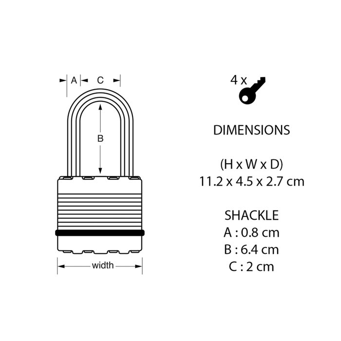 Master Lock Cadenas en acier laminé 45 mm Silver Master Lock Cadenas en acier laminé 45 mm Silver