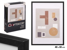 GIFTDECOR Cadre photo mural en bois noir avec passe-partout 40x50cm