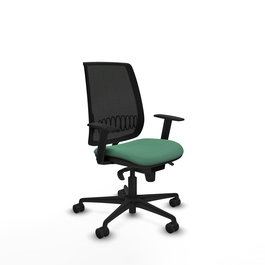 Chaise Alares Synchro 5 positions tissu Vert émeraude Maille Noir Base en nylon noir Accoudoir 1D Sans appui-tête Roulettes 65mm nylon