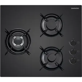 Daewoo BH6GKR21BNL - Plaque de cuisson à gaz encastrable 3 foyers Noir 60 cm 6350 W - Équipement de cuisine moderne et performant