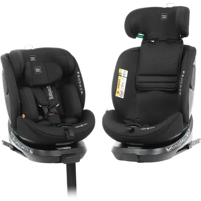 Babyauto Core Siège auto pivotant 360° Groupe 0/1/2/3 i-Size (40-150 cm) avec Isofix, réducteur et inclinaison - Noir