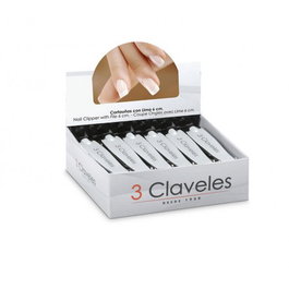 Tres Claveles Coupe-ongles avec lime chromée 6 cm, boîte de 12 unités