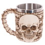 PUCKATOR - Tasse à motif crâne en résine avec cuillère en acier inoxidable, 10.5x14x10 cm