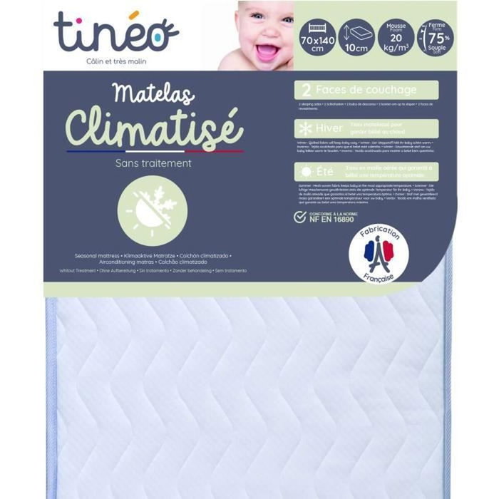 Tineo Matelas bébé climatisé 70 x 140 cm
