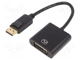 DIGITUS Adaptateur DisplayPort femelle vers DVI-I (24+5) socle, 150mm, noir