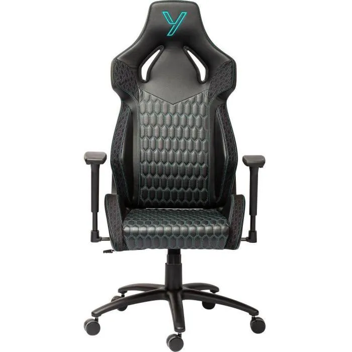 Yenkee - Chaise gaming Phantom YGC 110CN - Confort ergonomique avec accoudoirs 3D, inclinaison 155°, cuir PU, support 130 kg, pour sessions de jeu