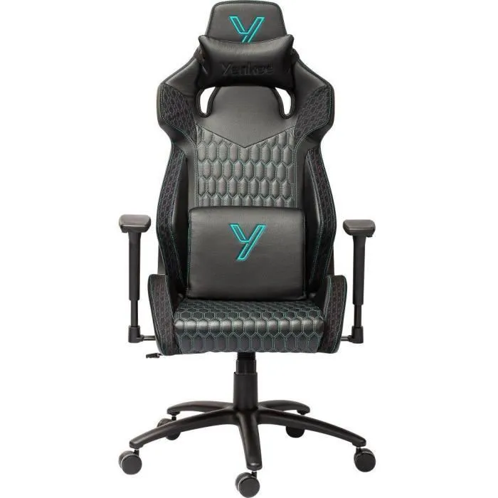 Yenkee - Chaise gaming Phantom YGC 110CN - Confort ergonomique avec accoudoirs 3D, inclinaison 155°, cuir PU, support 130 kg, pour sessions de jeu