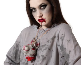 Collier Terrifiant avec Tête de Lapin Ensanglantée 47 cm - Accessoire de Déguisement Horreur, Zombie