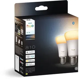 Philips Hue - Ampoules LED Connectées A60 E27 6W Blanc Chaud à Blanc Froid 1000-2000K 810 lm - Pack de 2