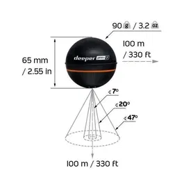 Deeper Sondeur Portatif DEEPER Pro+ V2 pour la Pêche en Navigation avec Capteur de Température (Celsius/Fahrenheit) - 90g