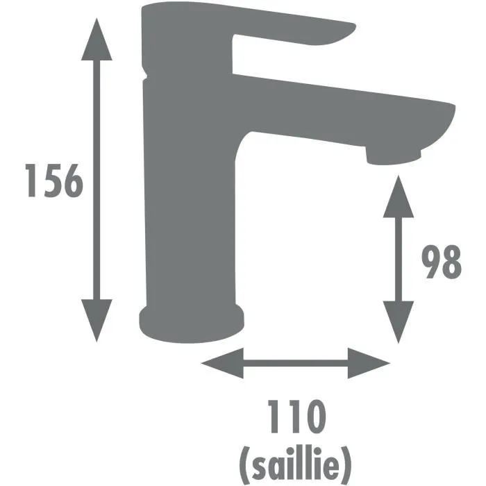 Edouard Rousseau Mitigeur Lavabo MILK Graphite Mat Bec Fixe avec Vidage Clic-Clac - Cartouche Céramique, Économie d'Eau, Finition Moderne pour Salle de Bain