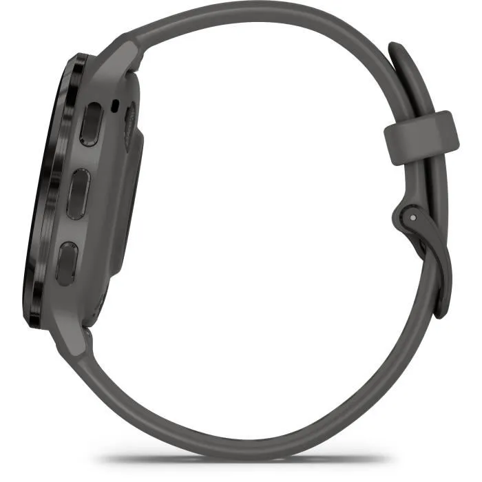 Garmin Montre Connectée GPS Venu 3S 30.4mm (1.2") Acier Gray, Boîtier et Bracelet Silicone Gris Foncé - Coach Santé et Fitness, Autonomie 14 Jours