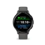 Garmin Montre Connectée GPS Venu 3S 30.4mm (1.2") Acier Gray, Boîtier et Bracelet Silicone Gris Foncé - Coach Santé et Fitness, Autonomie 14 Jours