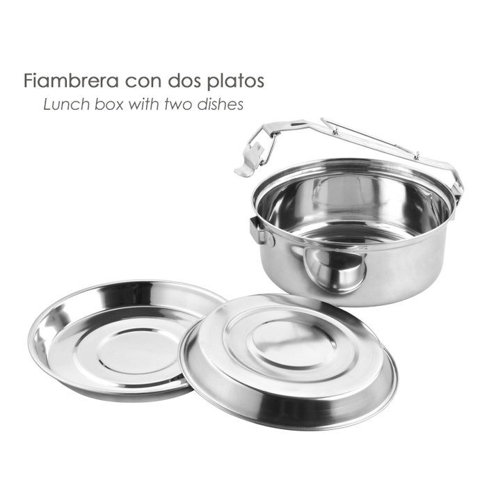 ORYX Fiambrera en Acier Inoxydable avec 2 Assiettes Ø 18 cm