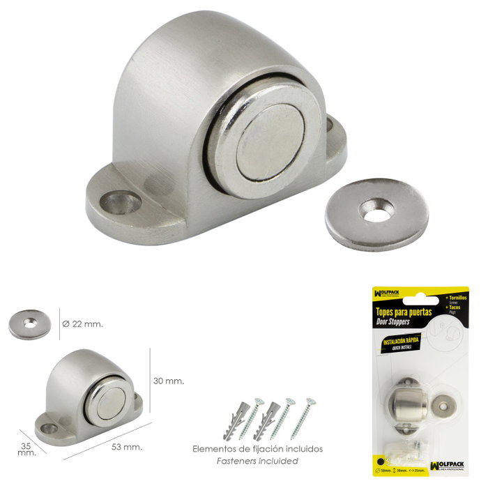 WOLFPACK LINEA PROFESIONAL Tope de porte magnétique extra-fort en acier inoxydable