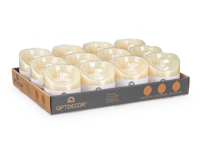 GIFTDECOR Bougie LED Crème Large Basse 10cm