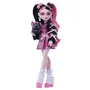Monster High JHK29 - Poupée Draculaura et son animal prête pour l'école avec 7 accessoires, robe rose et veste noire