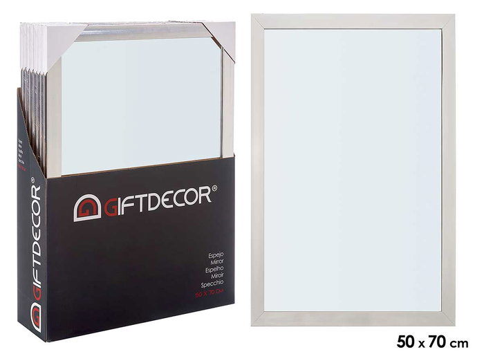 Giftdecor Miroir Argent 50 x 70 cm Cristal et Plastique (Set de 8) Giftdecor Miroir Argent 50 x 70 cm Cristal et Plastique (Set de 8)