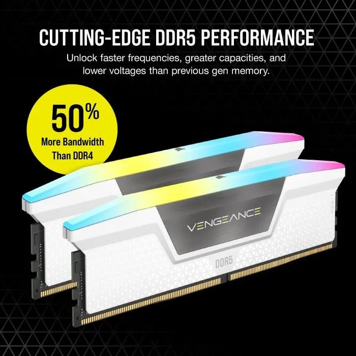 Corsair VENGEANCE RGB DDR5 32 Go (2 x 16 Go) 6000 MT/s White CL40